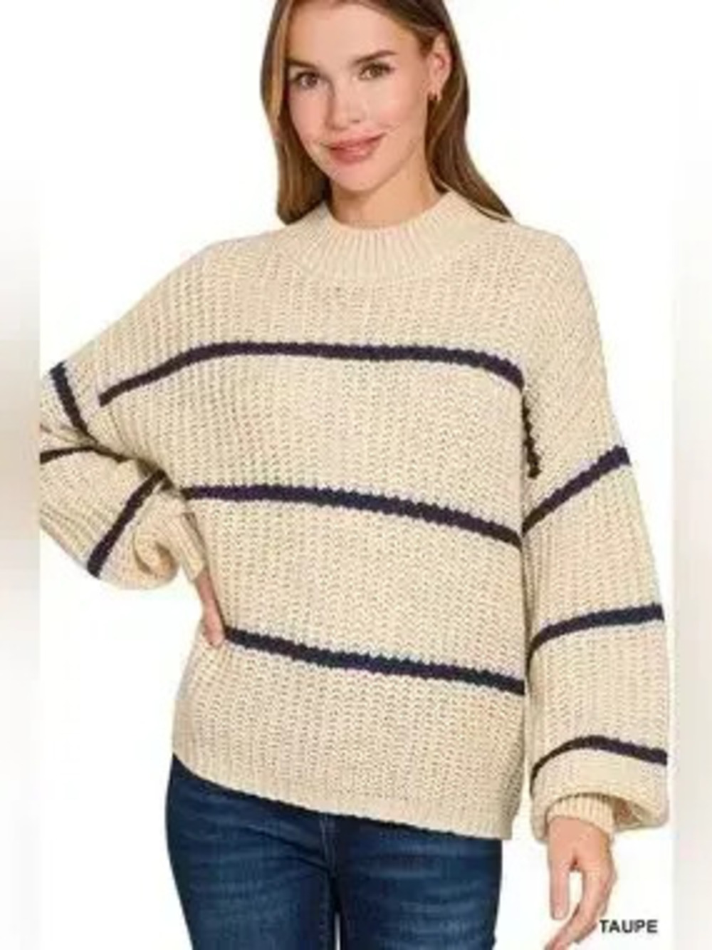 Zenana Oversize Striped Sweater - Picture 6 of 8